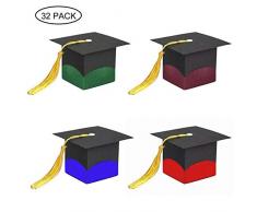 Huttoly 32 Stück Abschlussfeier Geschenkbox Geschenkschachtel Doktor-Hut Sugar Pralinenschachtel Doktorhut Deko Box Baby Süßigkeit Schachtel Graduation Cap Geschenkbox für Abschlussfeier,Party,Taufe