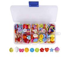 QH-Shop Knöpfe Harz Tasten Candy Farben Kleine Knöpfe mit Kunststoff Box für Nähen Handwerk Scrapbooking und DIY Handgefertigte Verzierung 235 Stück