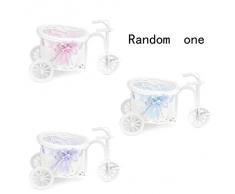 handgefertigte Rattan Blumen Dreirad Fahrrad Korb für Blumen Vase und Lagerung Dekoration Geschenk Weiß Rosa