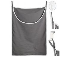 TOPP4u Wäschesammler hängend, Wäschekorb mit 2 Türhaken + 2 Saughaken, 50x72 cm, Wäschesack zum Aufhängen, Spielzeugsack, für Kinderzimmer & Bad