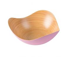 BIOZOYG Stylisch & nachhaltig - Salatschale Bambus geschwungen I BPA freie Schüssel Obstschale Dekoschale Holzschale Bambusschale I Bambus Holz Salatschüssel Gross 30 x 29 x 12 cm pink