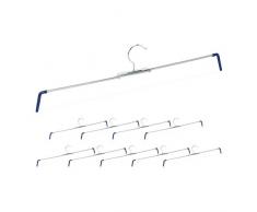 Relaxdays Hosenspannbügel, 10er Set, rutschhemmend, für Hosen & Röcke, Spiral Hosenspanner, Breite 30-50 cm, Silber/blau, 10 Stück