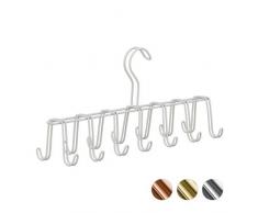 Relaxdays Gürtelhalter, Krawattenhalter aus Metall, platzsparend, 14 Haken, Krawatten & Gürtel, für Kleiderschrank, weiß
