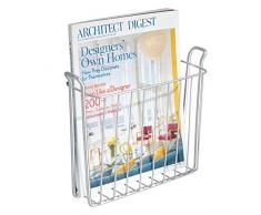 mDesign Zeitungshalter für die Wand – schöner Zeitschriftensammler aus rostbeständigem Stahl für das Badezimmer – auch für Bücher, Tabletts und Co. geeignet – Farbe: Silber