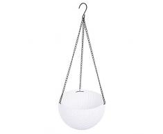 HuntGold Hängend Rattan Korb Blumentopf PP Kunststoff Pflanzer Halter mit Kette Haus Deko Weiß