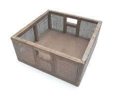 Regalkorb, Holzkorb, Tragekorb aus Rattan-Stuhlrohr, ca. 38 x 38 x 17