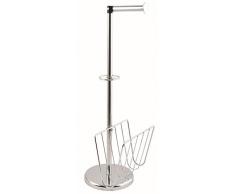 Spirella Paper&Press Toilettenpapierhalter Stehend, Zeitungssammler, Zeitungskorb freistehender Papierrollenhalter Rollenhalter für WC-Rollen als Ersatzrollenhalter Edelstahl, Silber