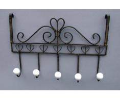 crafts & design Türgarderobe Metall Landhaus, 5 Haken Porzellan, 38 cm