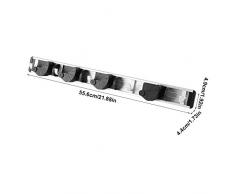 Mopp und Besen Halter Wand montiert Rack Kleiderbügel Kehrbürste Organizer mit für Schrank Rechen Garten Sportgeräte Garage Lagerung für Regale(4 Position 5 Hooks)