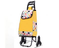 Nfudishpu Einkaufstrolley, Faltbarer Treppenkorb mit 6 Rollen, Abnehmbarer Rucksack, Tragkraft 50 kg, Gelb