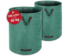 Gartenabfallsack Laubsack 2 x 280 Liter = 560L bis zu 50kg belastbar zusammenfaltbar Gartensack Gartentasche Rasensack