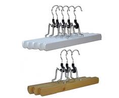 RSR Hangers 20 x Hosenspanner Klemmbügel Holz Weiß Hosenbügel | Hosenklemmbügel | Kleiderbügel | Clipbügel | Filzeinlage | Anti-Rutsch