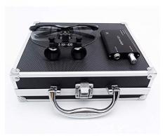 HYYQG 2,5 X 420Mm Arbeitsabstand Chirurgische Binokularlupen Optisches Glas Mit LED Scheinwerferlampe + Aluminium Box Schwarz