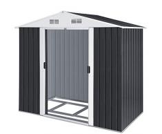 KESSER® - XL Metall Gerätehaus 4,2m³ mit Fundament | 210x132x186 cm| 2X Schiebetür & Fundament | Geräteschuppen | Gartenhaus Schrank | Satteldachdach Garten Schuppen, Farbe:Anthrazit