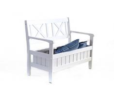 Ambientehome Truhenbank 108 cm weiß Gartenbank massive Holzbank
