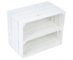 Massive Schuh- Bücherregalkiste Obstkiste Weinkiste Maße ca 50 x 40 x 31cm xxxaus dem Alten LandxxxWeinkisten Obstkisten Holzkiste Dekokiste Regal (Weiß neu längs)
