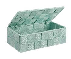 WENKO 22577100 Adria Aufbewahrungskorb mit Deckel Mint Mini - Badkorb, Polypropylen , 18.0 x 10.0 x 6.0 cm