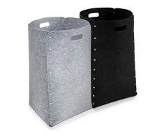 Navaris Wäschekorb Wäschesammler Wäschetonne aus Filz - 2er Set Wäschesortierer Wäschekörbe - 2X 80l Sammler Sortierer für Wäsche - in Grau