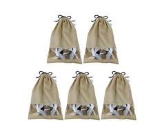 Reise Schuhe Aufbewahrungstasche, Kordelzug Schuhbeutel, 5 Stück, Khaki