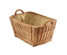 Kobolo Kaminholzkorb Weidenkorb Holzkorb aus gekochter Weide mit Leinenfutter