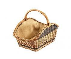 Kaminholzkorb Kaminkorb Weidenkorb Holzkorb eckig gekochte Weide mit Bügel und Leinen