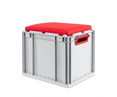 aidB Eurobox NextGen Seat Box, rot, (400x300x365 mm), Griffe offen, Sitzbox mit Stauraum und abnehmbarem Kissen, 1St.