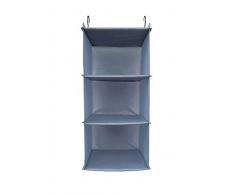 BrilliantJo Hängeregal Kleiderschrank Organizer, 3 Fächer hochwertige Hängeaufbewahrung mit Eisengestell Hängeregal Organizer Aufbewahrungssystem Set Blau-grau
