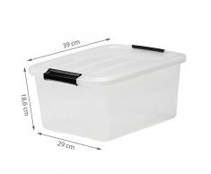 IRIS, 6er-Set stapelbare Aufbewahrungsboxen Top Box, mit Deckel und Klickverschluss, 15 Liter, Kunststoff / Plastik, transparent