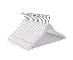 SONGMICS Kleiderbügel aus Ahornholz, 50 Stück, mit Rockkerben und Hosensteg, 360 Grad drehbar, Anzugbügel Jackenbügel für Kleidung Anzug Jacke Hose, Weiß CRW03W-50