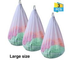 anaoo Wäschesack für Empfindliches Waschbeutel Wäschenetz für Waschmaschine mit Schnur feinmaschig für Dessous zart ideal für BHS socken t-Shirts etc. 3 Stück 50cm x 60cm