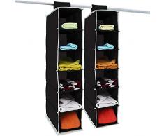Deuba 2X Hängeaufbewahrung Kleiderschrank Hängeregal 6 Fächer I 80x15x30cm I Faltbar Schwarz Weiß Utensilo Organizer Schrank