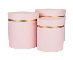 VIPOLIMEX 3er Set runde Blumenboxen, Aufbewahrungsbox mit Deckel, unifarbene Hutschachtel, Geschenkboxen, personalisierbar (Rotgold)