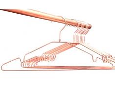 Premium Qualität - platz-sparende Kleiderbügel Kupfer/Rose-Gold, glänzend, 10er-Set, für Garderobe, Kleiderschrank und Showroom. Für Hemden, Blusen, Wäsche. ORIGINAL Buy Emotions (Drehbarer Haken)