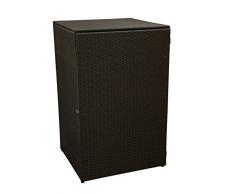 gartenmoebel-einkauf Mülltonnenbox für Grosse Tonne bis 240 Liter, 77x77x123cm, Stahl + Polyrattan Geflecht braun