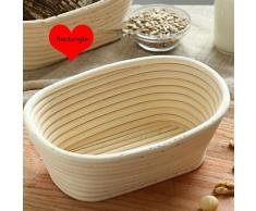 HSC handgefertigter ovaler Rattankorb und gebogener Brotgärung Maße: 21 x 15 x 8 cm.