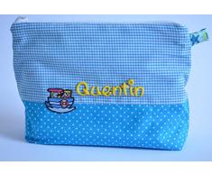 Kulturbeutel mit Namen türkis 21 x 16 cm, Kulturbeutel Kinder, Waschtasche Kinder, Geschenke mit Namen, kleine Geschenke