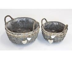 FRANK FLECHTWAREN Pflanz-Korb Herzen im 2er Set