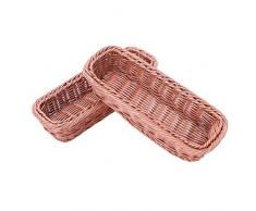 hhuanxiao Aufbewahrungsbox 2pc Rattan Kunststoff Korb Besteck Korb rechteckige Aufbewahrung Box Besteck Gabel Essstäbchen Brot Kuchen Obst Lagerung