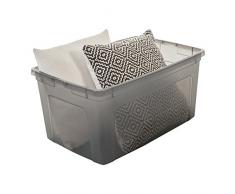 IRIS, 3er-Set Aufbewahrungsboxen / Kisten mit Deckel / Stapelboxen Modular Clear Box, MCB-50, Kunststoff, transparentes Grau, 50 L, 59,5 x 39,5 x 29 cm