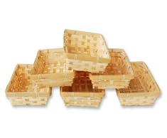 Lashuma 6er Set Korb Rechteckige Dekokörbe, Flaches Füllkörbchen Größe: 20 x 12 x 6 cm, Spankorb Natur zum Beschenken