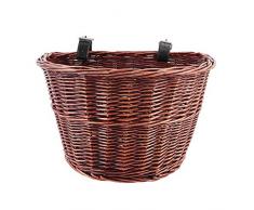 Vintage Wicker Bike Fahrrad vorne Korb Shopping Box mit Lenker Lederriemen für Outdoor-Sportzubehör(Brown)