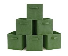 EZOWare 6er-Set Aufbewahrungsbox Faltbare Aufbewahrungskiste Faltbox und Weichem Stoff in Würfelform - Kale Grün