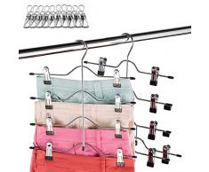 Qualsen Hosenbügel Mehrfach Platzsparend, 2 Stück Hosenbügel Hosenspanner Anti-Rutsch Metall Kleiderbügel für Slack, Hosen, Jeans