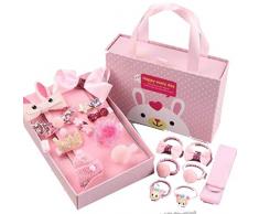 VANKOA Packung mit 18 Baby-Haar-Accessoires Clips Krawatten Vollständig bedeckte Schleifen Haarnadeln mit Kleiderbügel-Set, Säuglinge und Kleinkinder - Rosa