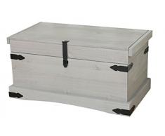 Dynamic24 Truhe New Mexico Kiefer massiv Holztruhe Mexiko Holz Kiste Aufbewahrung grau