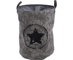 Faltbarer Wäschesack grau - 75 Liter/Wäschesammler mit Stern Motiv - Star Wäschebehälter Wäschekorb Wäschetonne