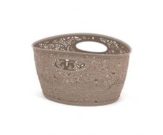 Formschöner Korb beige Dekokorb Spitzenkorb Dekorationsmotiv Behälter H 10,5