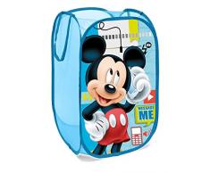 SUPERDIVER Faltbarer Pop-Up Korb für Kinder mit Griffen – Disney Micky Maus-Motiv I Wäschekorb I Organisationskorb für Kleidung und Spielzeug (58 x 36 x 36) Kinderzimmer I Behälter für Mädchenzimmer