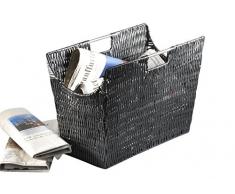 Kobolo Zeitungsständer Magazinsammler Zeitschriftenkorb Zeitungsständer schwarz aus Kunststoffgeflecht Zeitungskorb