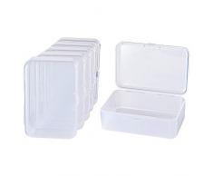 BENECREAT 12 Pack 9 cm x 6 cm x 3,2 cm Rechteck Mini Durchsichtige Kunststoffperle Aufbewahrungsbehälter Box mit Deckel für Artikel, Pillen, Kräuter, kleine Perlen, Schmuckzubehör